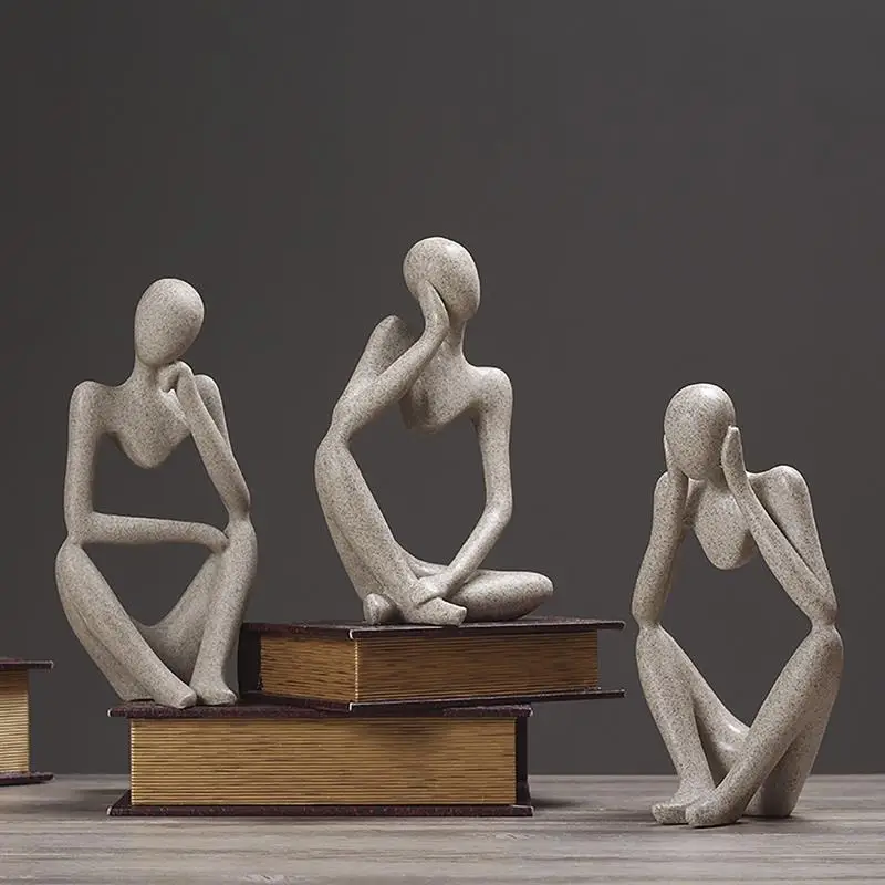

Forgetive Resin Statues Creative Abstract Thinker People Sculptures Miniature Figurines Craft Office Home Decoration Accessories