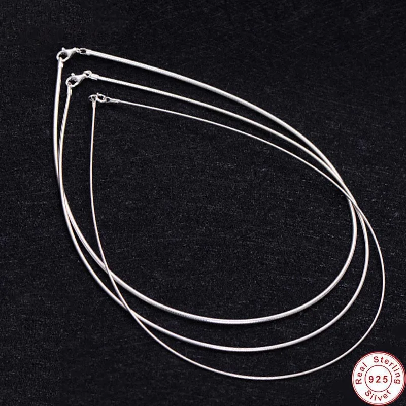 Real S925 Sterling Silver Jewelry Clavicular Chain Necklaces for Women Men Pendant Fashion Accessories Bijoux gift 41-46cm