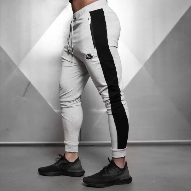 Спортивные штаны для бега, мужские тонкие однотонные брюки кэжуал, цветные спортивные залы тренировка, хлопковая спортивная одежда, осенние мужские спортивные штаны для фитнеса, кросфита - Цвет: CK909 gray