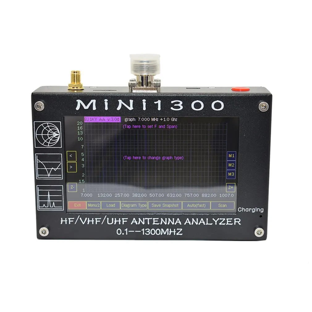 Mini1300 TFT LCD 0.1-1300MHz HF VHF UHF ANT SWR Antenna Analyzer inner Battery Meter Upgrade From MINI600