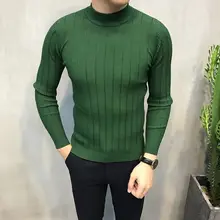 

2020 New Men Autumn Winter Wear Korean Pure Half Turtleneck Sweater Pullover Male Slim All-match Knitting Sweater Pullovers N31