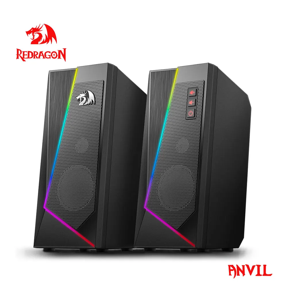 Redragon GS520 Anvil aux 3.5mm estéreo de música envolvente altavoces RGB barra de sonido para computadora 2.0 PC Home Notebook TV Altavoces