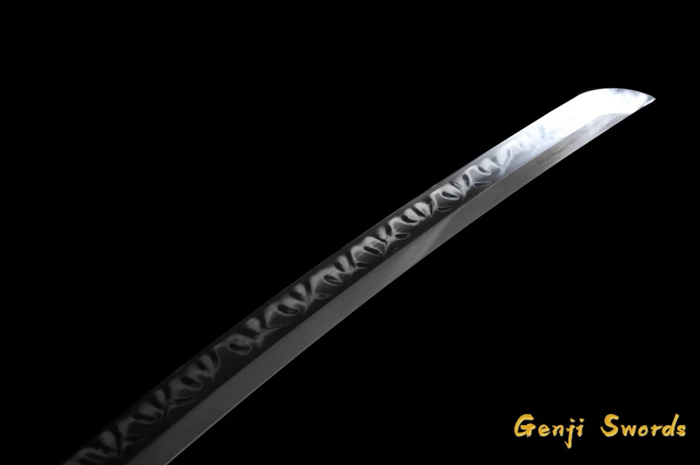 Ручная работа японская Сакура короткий Катана вакизаши 1095 углеродистая сталь глина-закаленный самурайский меч полная настоящая рыба кожа Saya с о