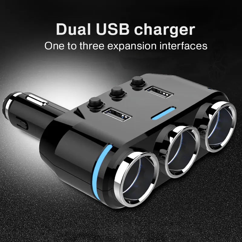 Автомобильное зарядное устройство с двумя usb разъемами прикуриватель DC12/24 В