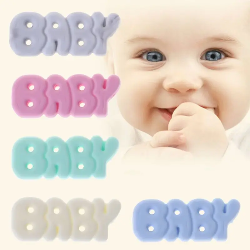 

Silicone Beads Baby Teether DIY Jewelry Necklace Pendant Teething Supplies Grind Bead Letters Newborn Oral Care Kids Products