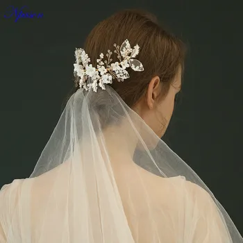 

Wedding bride hair accessories crystal hairband Pearl Headwear New Arrival combs women tiara Inserts Charming Bride JewelryS8255