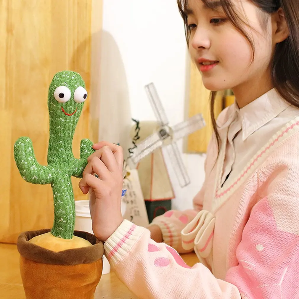 Cactus Plush Toy Electronic Dancing Toy with Spainish Song Plush Dancing Cactus Early Childhood Education Toy for Children  32cm