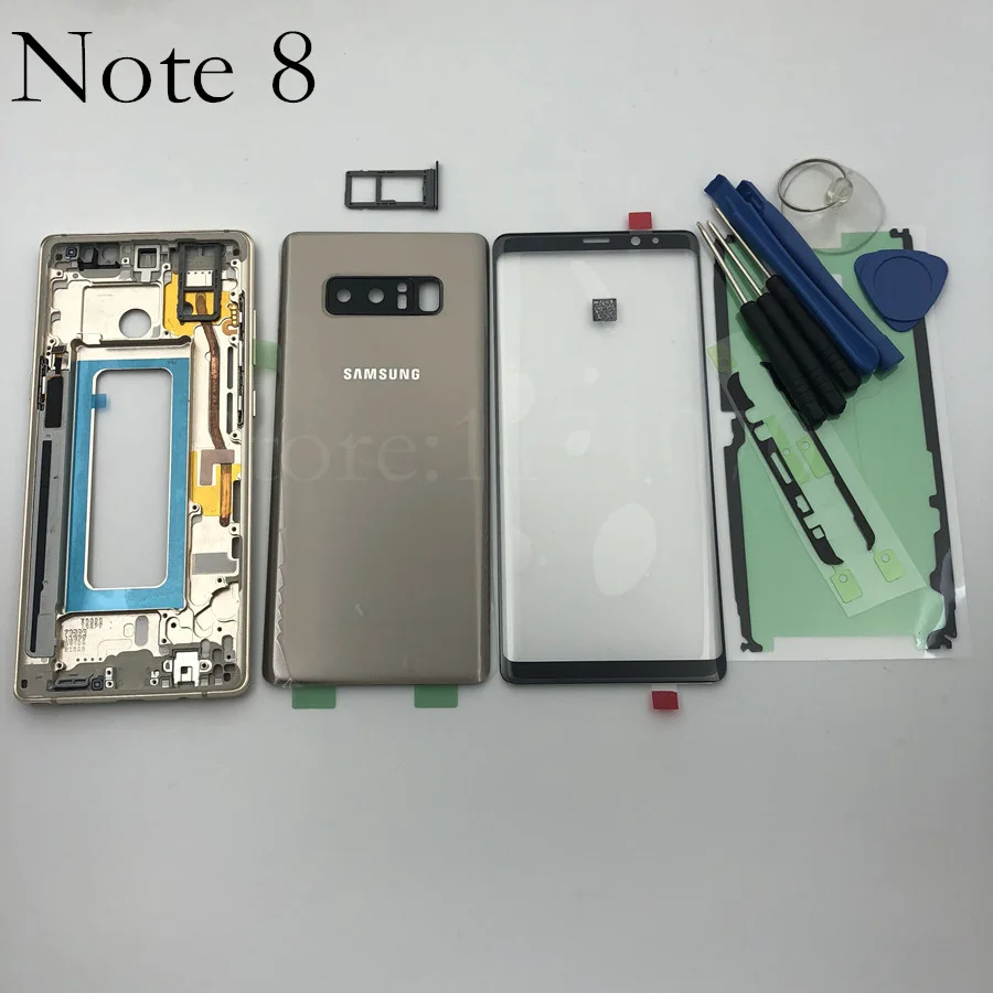 Оригинальные новые запасные части для samsung Galaxy note 8 N950 N950F корпус набор автомобильный чехол Чехол аксессуары+ передняя стеклянная линза+ Инструменты