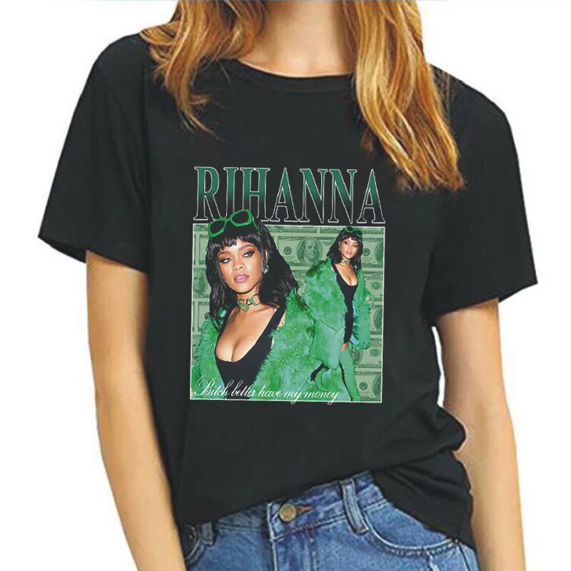 Rihanna Vintage Vogue Style Эстетическая летняя футболка Винтажная Футболка Harajuku новинка