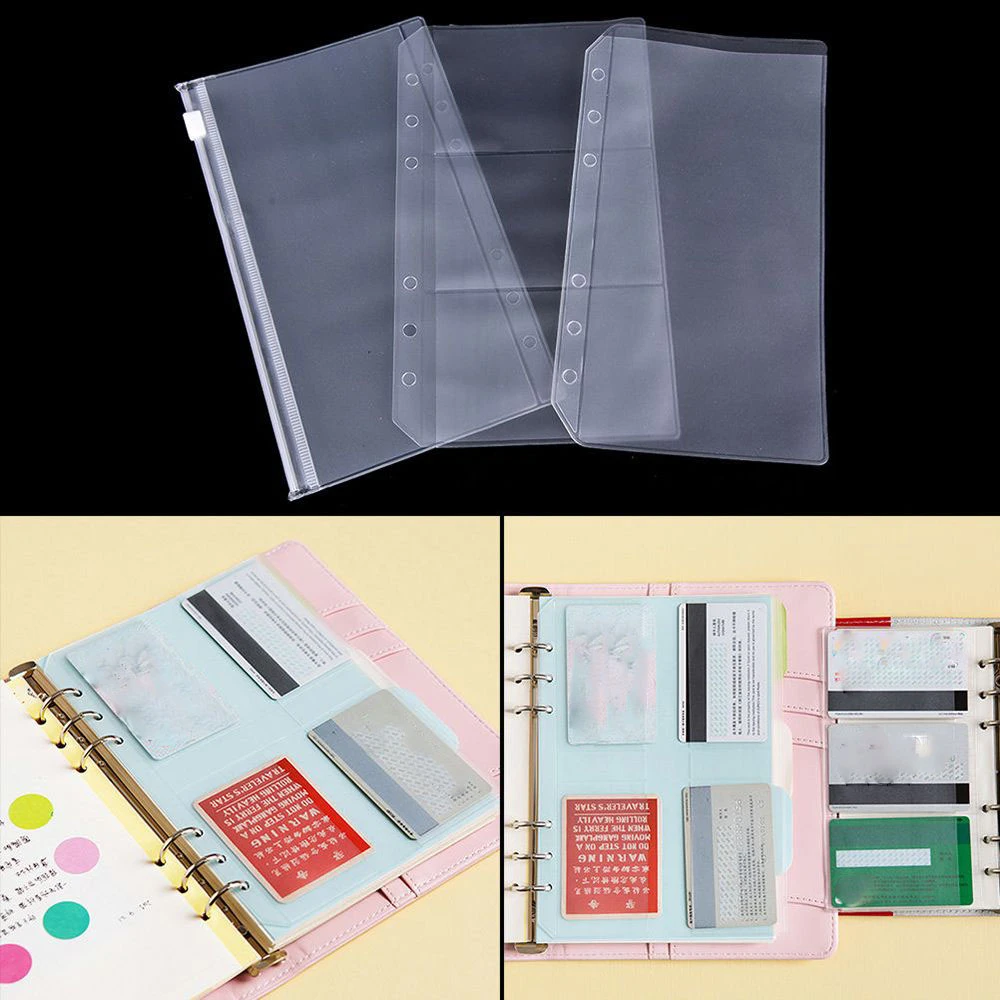 2Pcs A5 A6 A7 Binder Zipper File Pocket Refill Envelope Q0I7 Transparent Pl L0Z1