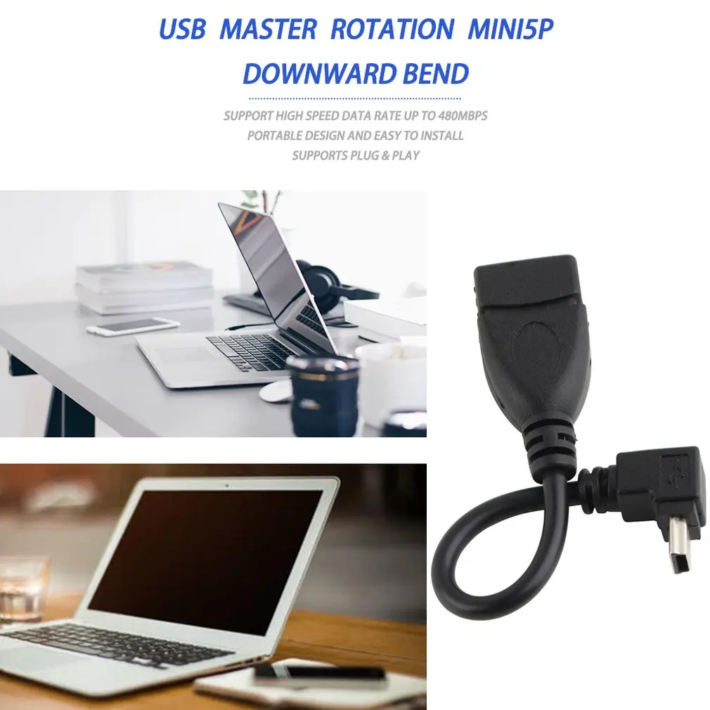 USB B Мужской адаптер преобразования USB A Female to Mini 5P OTG кабель Шнур вниз дропшиппинг Горячий