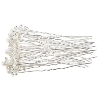 

20Pcs Wedding Bridal Pearl Flower Crystal Hair Pins Clips Bridesmaid (Color: Silver)