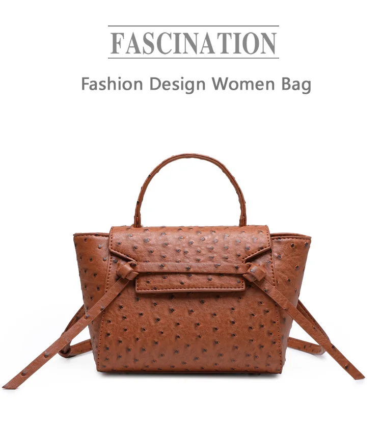 2020 New Arrival Ostrich Blue Trapeze Bag Women Luxury Brand Top Handle Brand Handbag Lady Bag Purse
