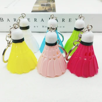 

500 pieces/lot Colorful badminton keychain for sports key chain keyring Pendant key ring Plastic candy color