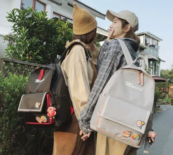 

Sweet Girls School Backpack High Capacity Casual Nylon Letter Bag Teenagers Pig Pendant Lollipop Backpacks Mochilas Mujer DF154