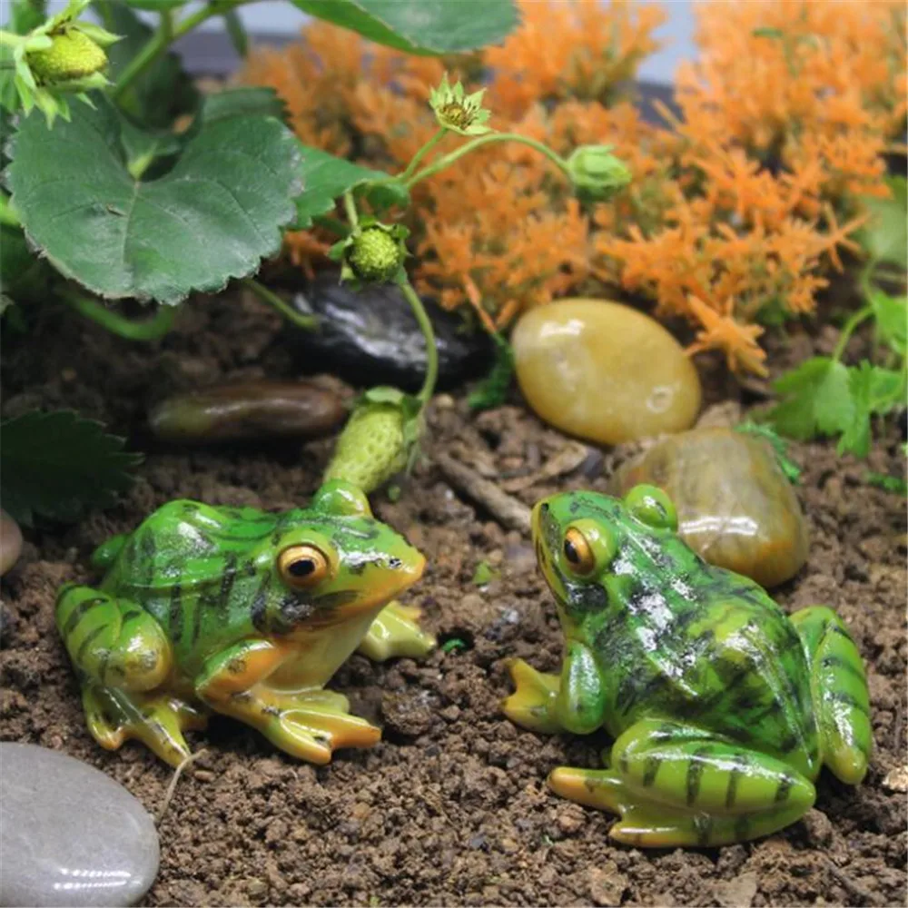 Милые лягушки мини изделия из смолы сказочные садовые миниатюрные поделки