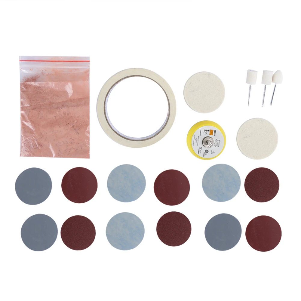 20pcs Watch Glass Polishing Set 20g Polishing Powder Wool Felt