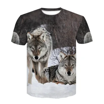 

Summer personality printing short sleeve T-shirt 3D animal pattern Wolf T-shirt slim short sleeve body