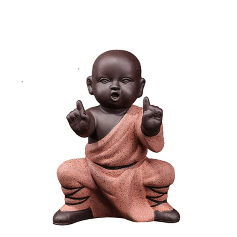 Creative Tea Pet Decoration Piece, Kung Fu Little Monk Boutique, Large Color Sand Pottery, Purple Kung Fu