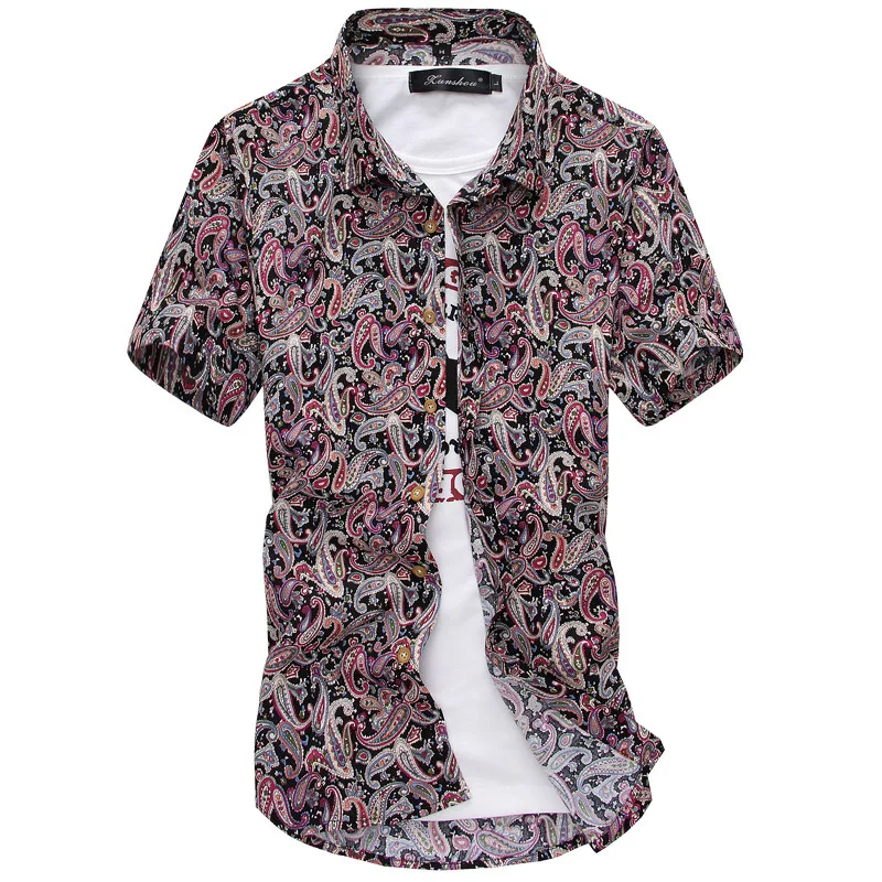 No.1 color Изделие из хлопка с короткими рукавами футболка с принтом уличная Camisa Masculina гавайская рубашка уличная Chemise Homme рубашки для Для мужчин Camisas Лидер продаж - Цвет: No.1 color