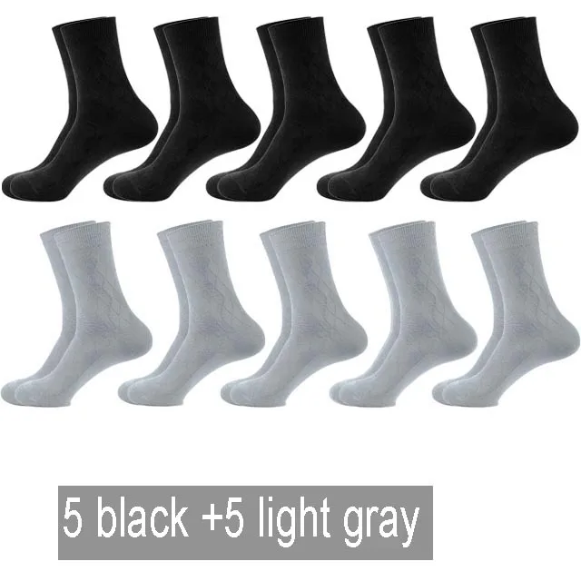 5black 5light gray 10 пар Новые Осень/Зима теплые дышащие Дезодорант хлопковые носки для мужчин платье Подарки Высокое качество - Цвет: 5black 5light gray