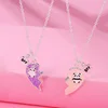 New 2022 2PCS/Set Panda Heart Broken Pendant Necklace BFF Couple Jewelry for Kids Girls Fashion Friendship Best Friends Gifts ► Photo 3/4