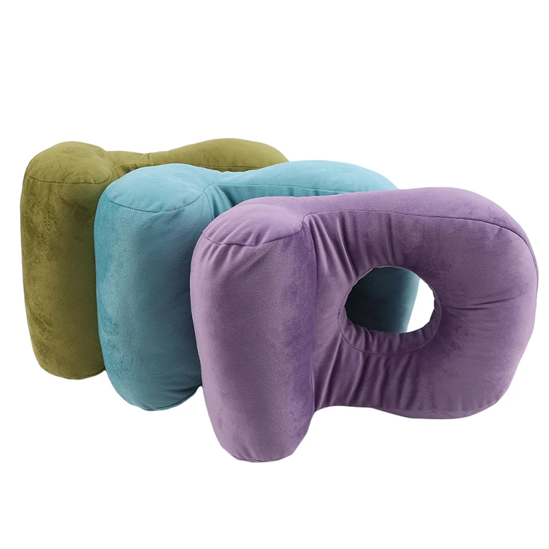 New U-Shaped Desk Nap Pillow Neck Supporter Seat Cushion solid color Headrest Travel Neck Pillow with Arm Rest