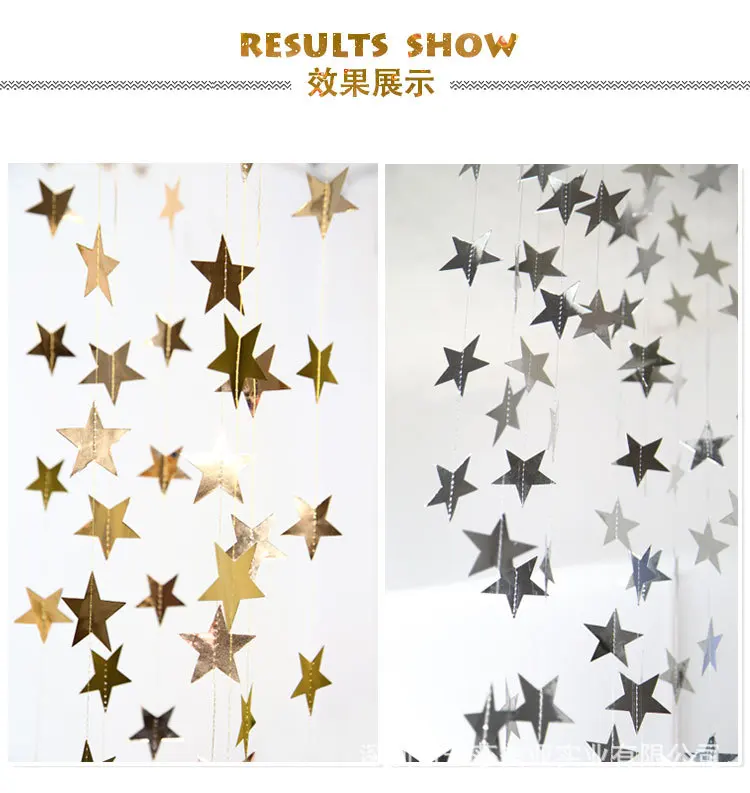 4M Gold Silver Paper Mirror Star Banner Christmas Ornaments Decoration For Home Christmas Tree Garland Decorations New Year