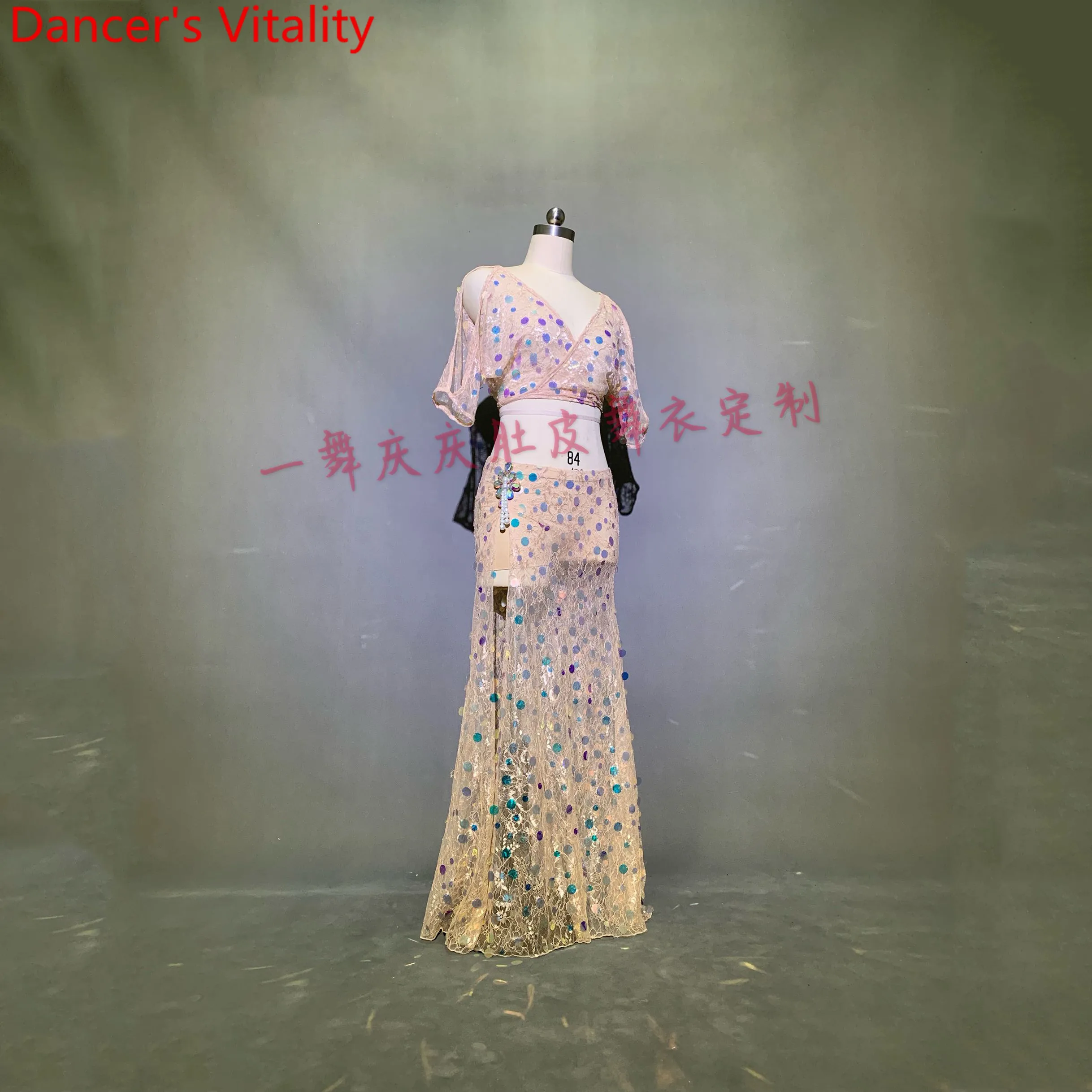 Костюм для Танцев Живота блестящая юбка с блестками бюстгальтер из бисера бант для женщин женские восточные Индийские танцы сценическая одежда