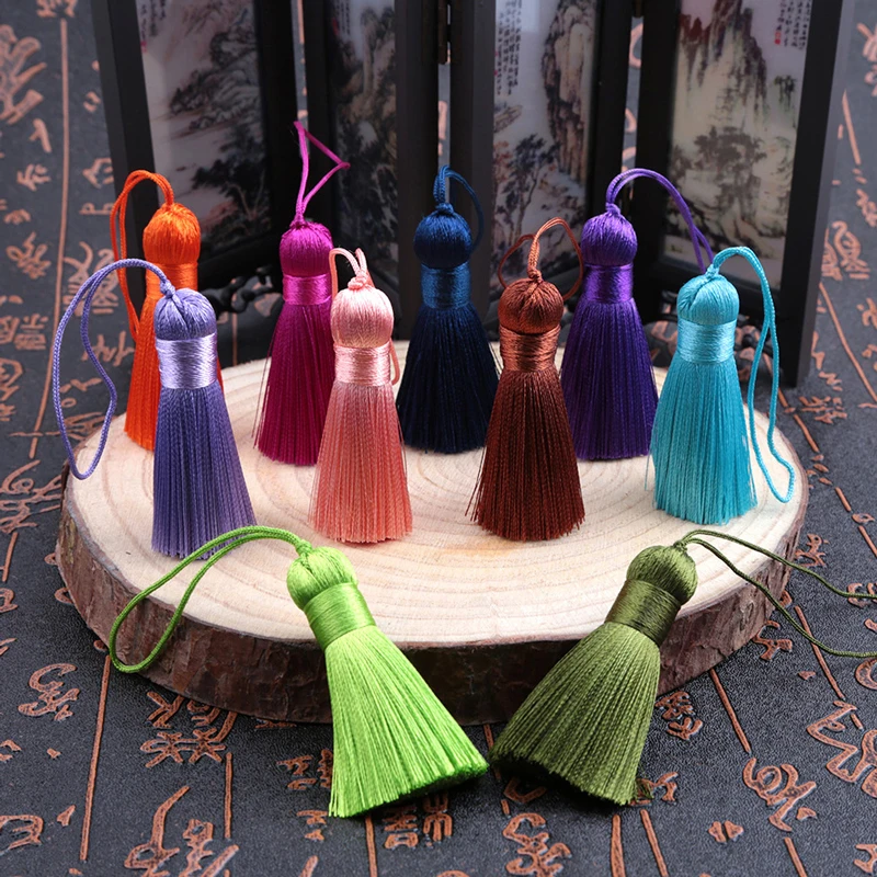 짧은 팻 실크 술 프린지 재봉 뱅 술 트림 키 술, DIY 펜던트 장식 커튼 액세서리, 5cm/로트, 5 개
