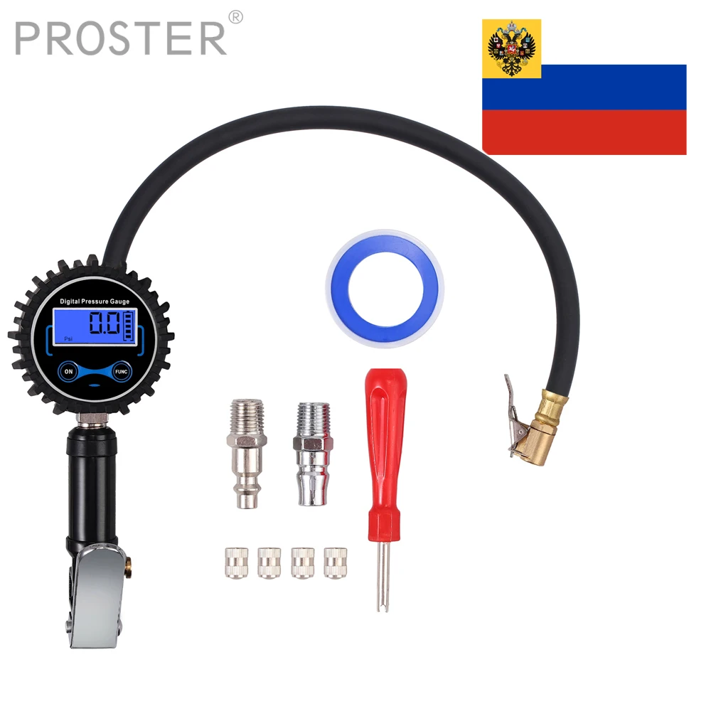 

(Send from Russia)Proster Digital Tire Pressure Gauge Tire Inflator Gauge 200 PSI Tire Pressure Measure with Seal Tap
