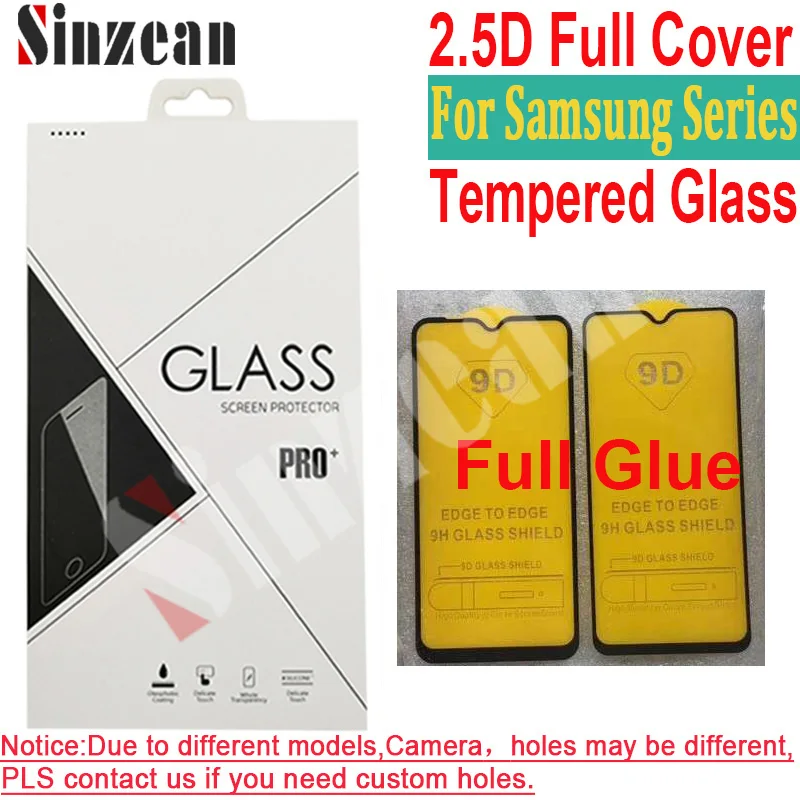 Sinzean 9D 50 шт Для samsung A10S/A20S/A30S/A40S/A50S/A70S/M10S/M30S/A90 5G/A91/A10E 2.5D полное покрытие из закаленного стекла