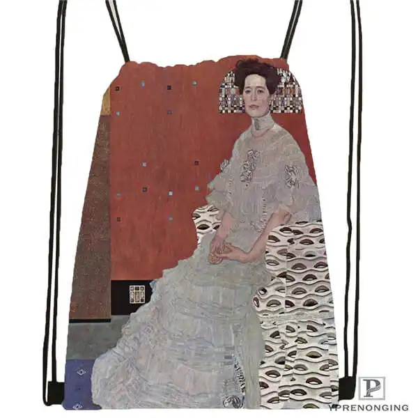 Custom Gustav_Klimt@ 5 походная сумка на шнурке милый рюкзак для детей(черная спинка) 31x40 см#20180611-02-98