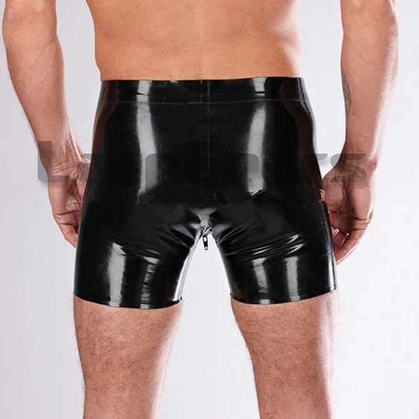 mens latex shorts