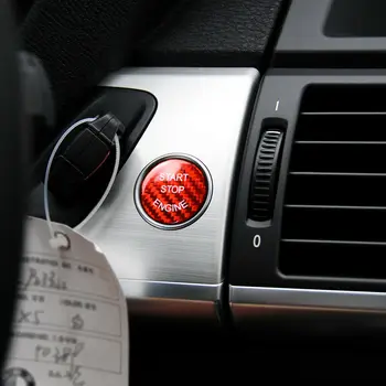 

2pcs Red Aluminum Alloy Carbon Fiber Stickers For BMW E60 E70 E90 E92 E93 Engine Start Stop Switch Buttons Decoration