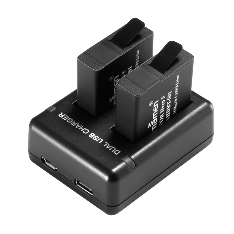 ABHU-Mamen 2 шт Gopro 501 AHDBT-501 батарея для цифровой камеры+ USB двойное зарядное устройство 2 порта для Gopro Hero 5 6 7 S порт экшн-камеры Ba