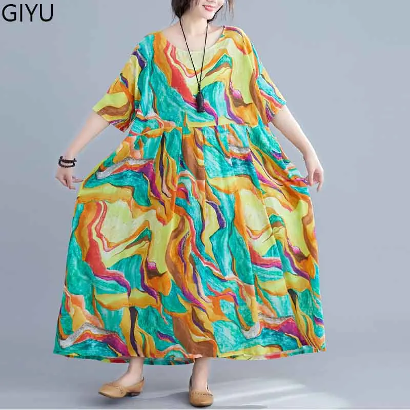 2019 плюс Размер летнее платье винтажное женское Этническое Искусство печати