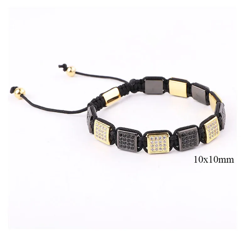 New Color Luxury CZ Micro Pave Square Handmade Woven Macrame Friendship Bracelet Men Jewelry Gift - Image 6