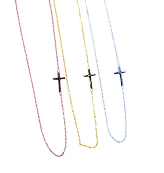 

2020 925Sterling Silver Tiny Sideway Cross Necklace Chain Handmade Jewelry free shipping hot fashion delicate simple necklace