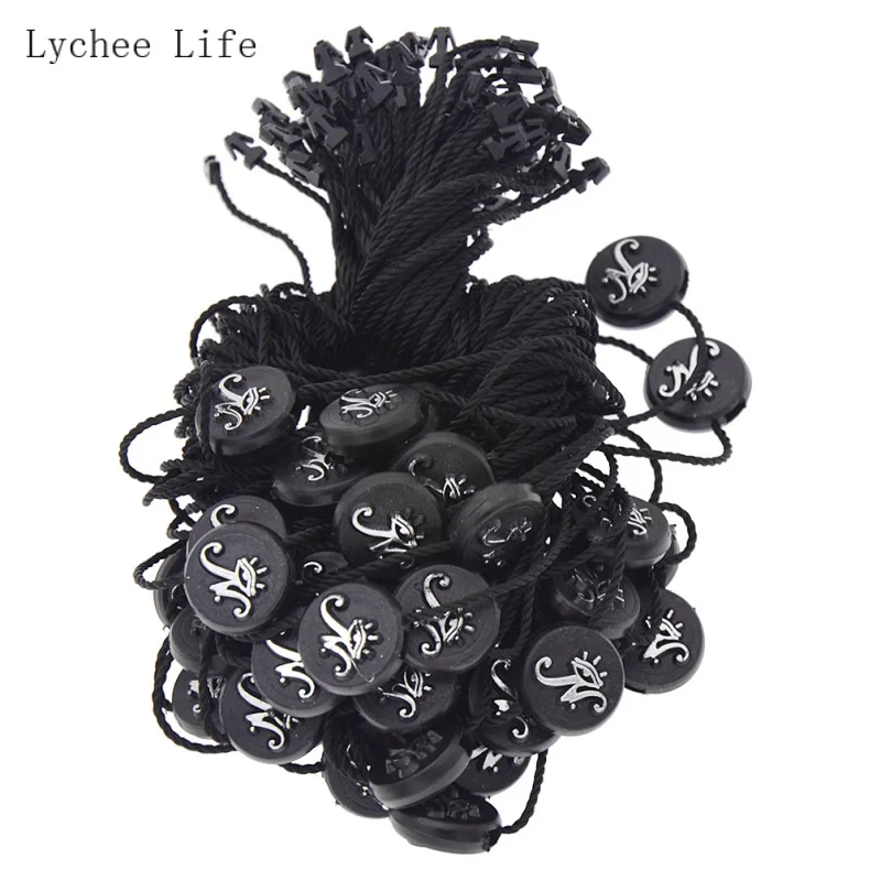 Lychee Life, 50 шт./лот, пластиковая квадратная круглая пряжка, этикетка для одежды, сумки, бирки, карты, аксессуары для одежды DIY