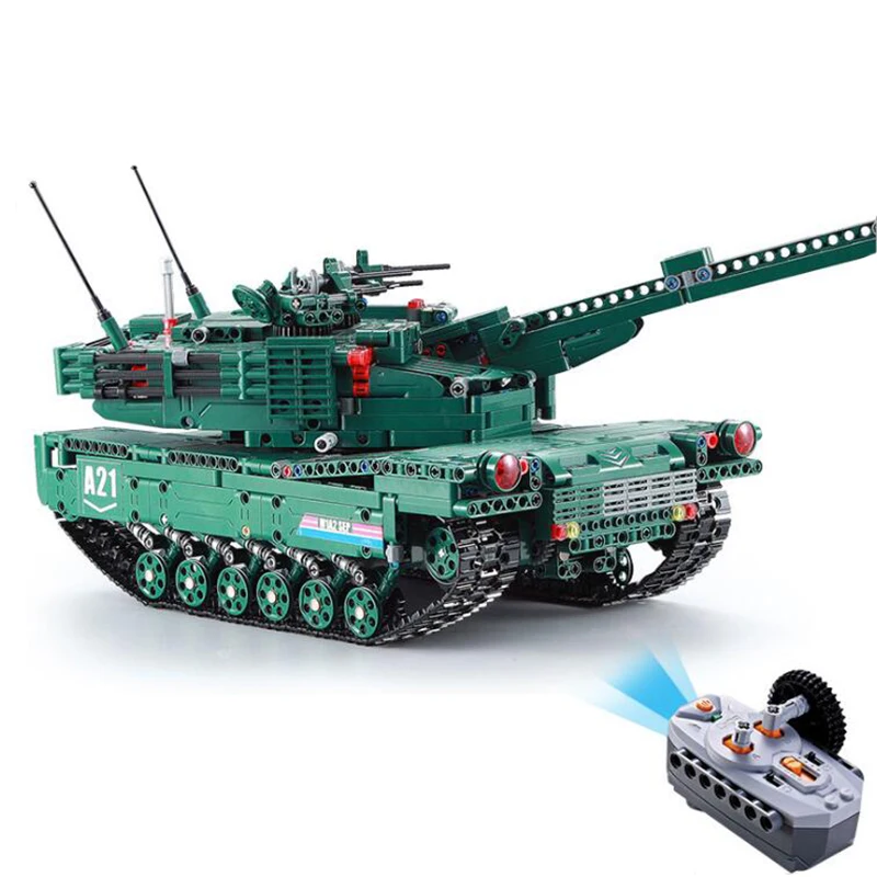 1:20 m1a2 rc Kampfpanzer Bausteine Militär waffe Fernbedienung Panzer c61001 Ziegel Flugabwehr spielzeug für Kinder 1498pc