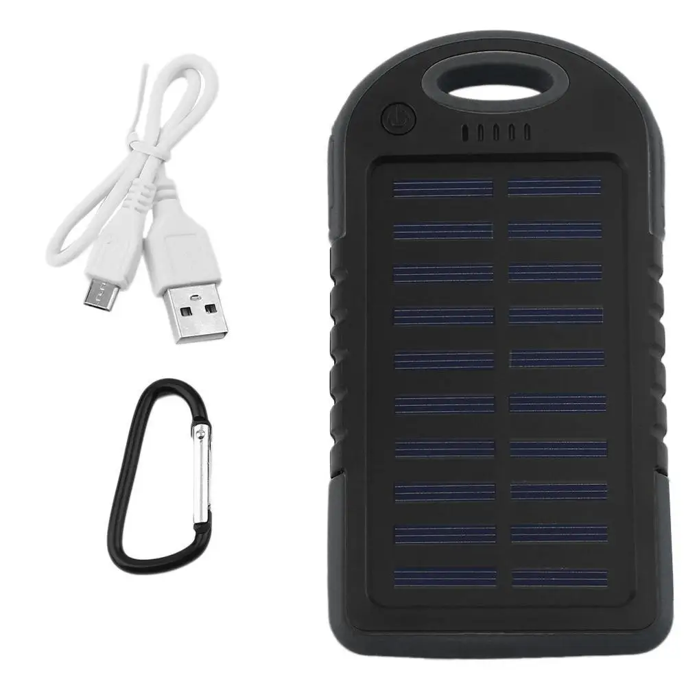 1 шт. 8000 мАч Мобильный телефон солнечная батарея двойной USB Солнечный аварийный источник питания с фонариком внешний аккумулятор зарядное устройство Портативный - Цвет: Black