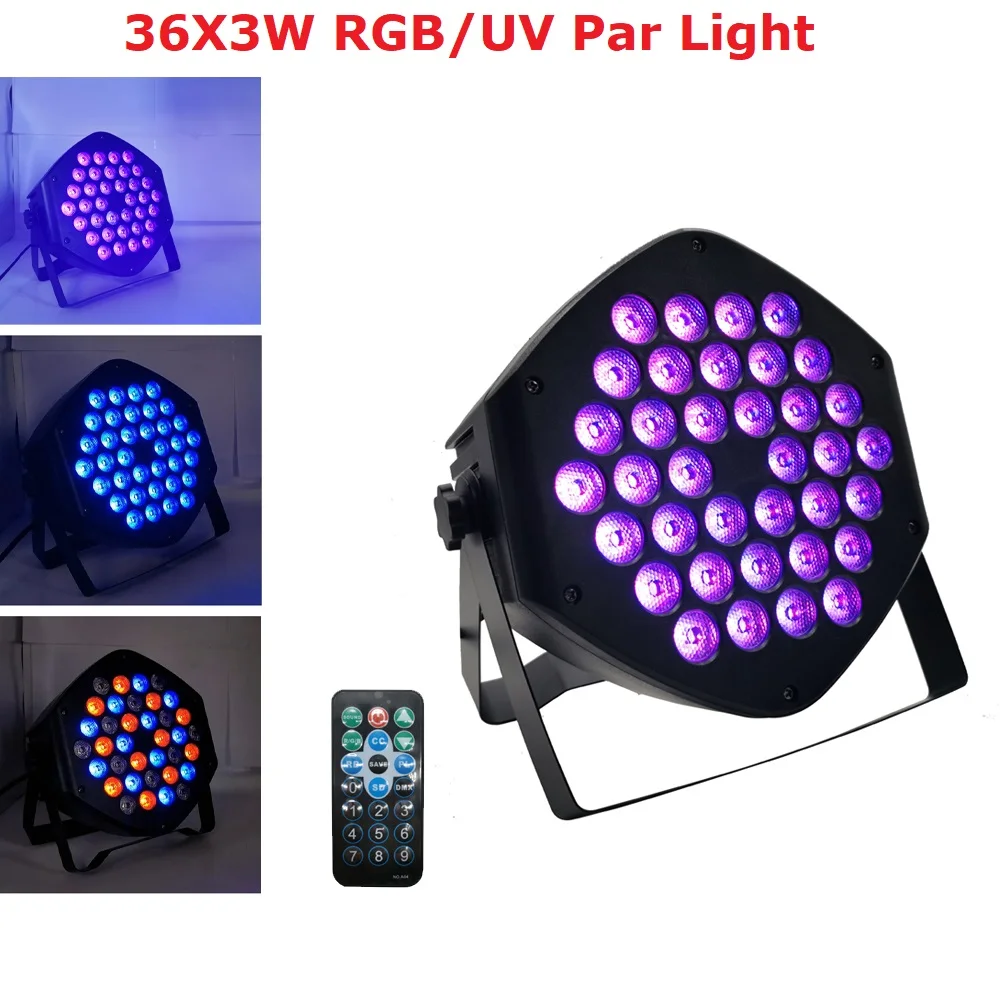 Светодиодный светильник s 36X3 Вт DJ светодиодный RGB UV Par Светильник RGB 3в1 моющийся диско-светильник DMX контроллер эффект для вечерние светильник ing музыкальная сцена Ktv