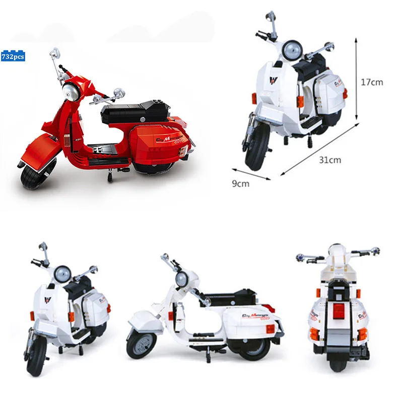 732Pcs Diy Building Blocks Genuine Classic Motorcycle Series P200 Motor Model Bricks Kids Toys for Children Gifts | Игрушки и хобби