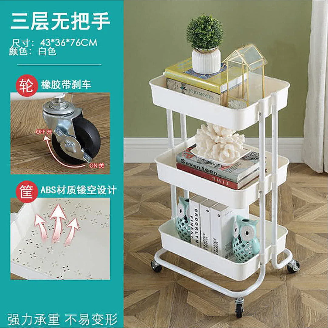 3layer no handle A Домашний стеллаж для мелочей, передвижной стеллаж для хранения с колесами, стальные пластиковые Кухонные Держатели и стойки для хранения инструмент для салонов красоты, тележка - Цвет: 3layer no handle A