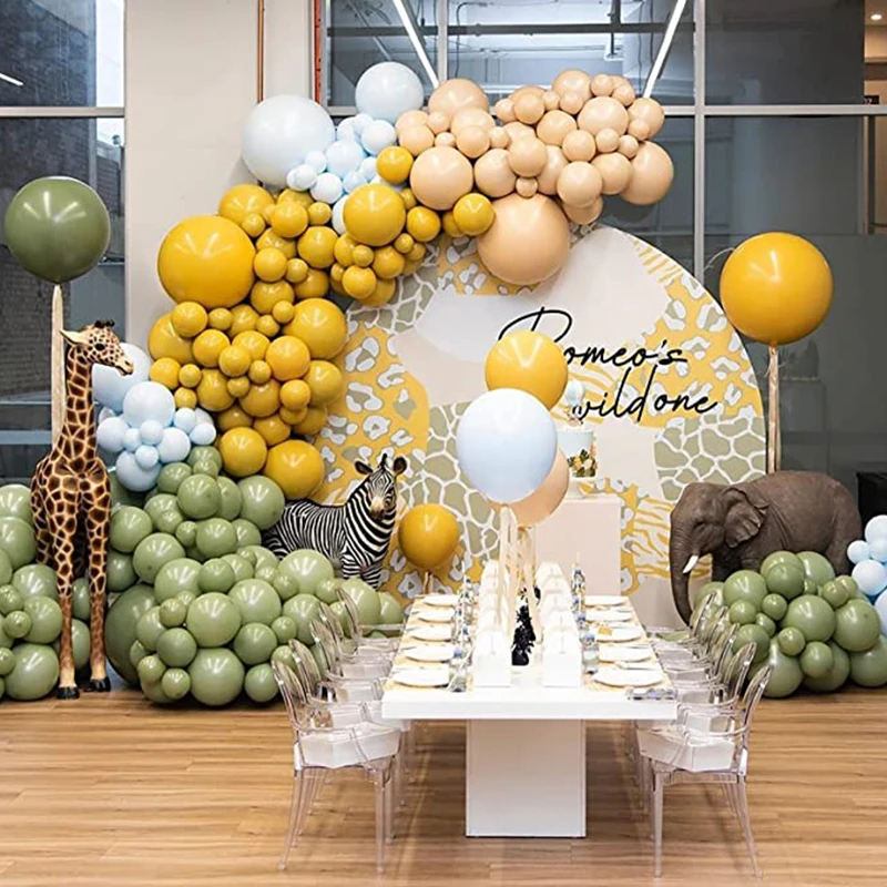 amarelo sábio verde látex balões decoração de aniversário