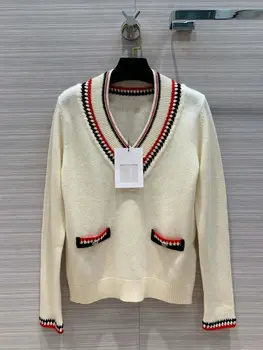 

2019 New Fashion V -neck Long Sleeve Knit Cardigan Sweater Women Two Colors Free Shipping Worldwide