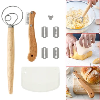

High Quality Bread Baking Tool Set Bread Scraper Dough Whisk Dough Scraper for Bread Cake Pizza MD88