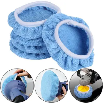 

5pcs 5-6" Microfiber Car Polishing Polisher Waxing Bonnet Buffing Pads Cover Cleaning Tools Blue Car Polisher Pad