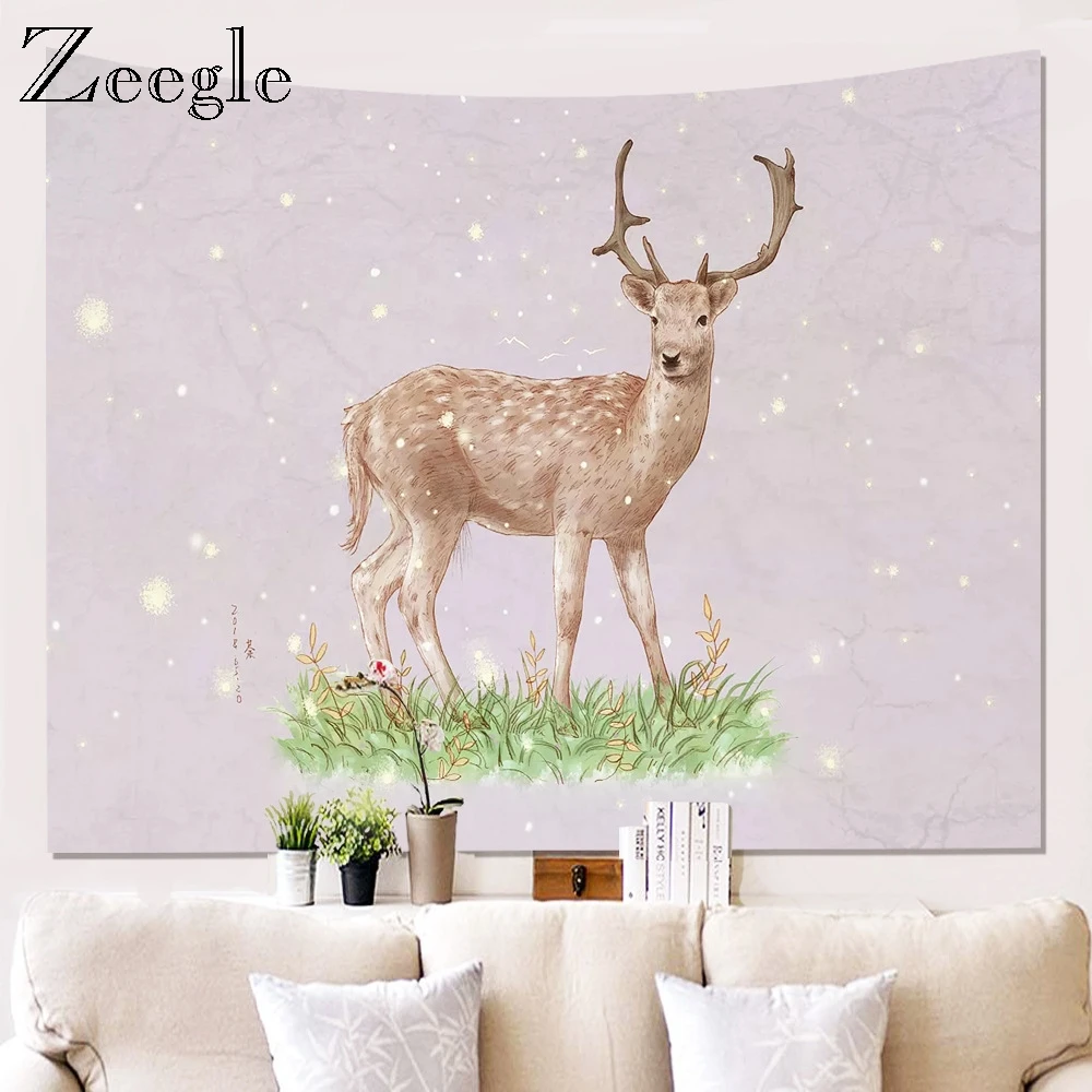 Zeegle Wapiti Pattern Wall Hanging Tapestry Home Art Decor Wall Tapestry Beach Hippie Blanket Large Size Tepestry Modern Blanket